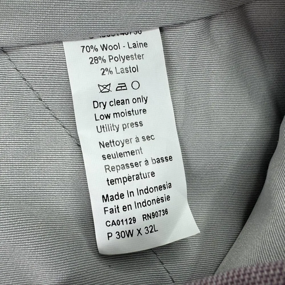Calvin Klein Mens Jace Slim Fit Sharkskin Wool Blend Suit Pants Pink 30x32